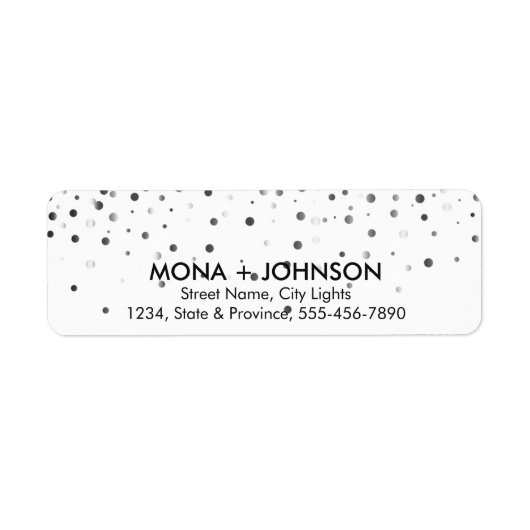 Zwarte glitter Sparkle Confetti Stippen Moderne Etiket (Voorkant)