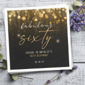 Zwarte Glitter Sparkle Glam 60th Birthday Servet