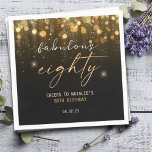 Zwarte Glitter Sparkle Glam 80th Birthday Servet<br><div class="desc">Zwart en goudglitter Sparkle Glam 80th Birthday Napkins op persoonlijke titel | Happy 80 Birthday Napkins | Fabulous 80 Cheers to Custom Name 80th Birthday Party | Personaliseer deze servetten met aangepaste tekst. U kunt de tekstkleur ook wijzigen.</div>