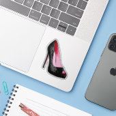 Zwarte glitter Sparkle High Heels Shoe Sticker (Laptop met iPhone)