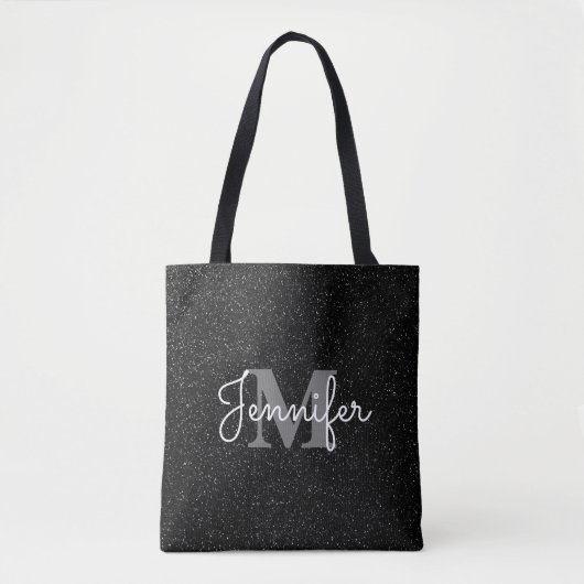 Zwarte glitter tote bag (Voorkant)