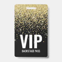 Zwarte Glitter VIP-pas met QR-code-ID Badge