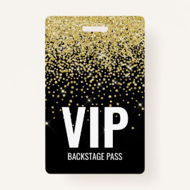 Zwarte Glitter VIP-pas met QR-code-ID Badge