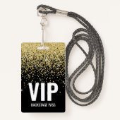 Zwarte Glitter VIP-pas met QR-code-ID Badge (Voorkant met draagriem)