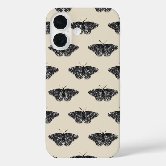 Zwarte Glitter Vlinder Patroon op Crème Case-Mate iPhone Case (Achterkant)