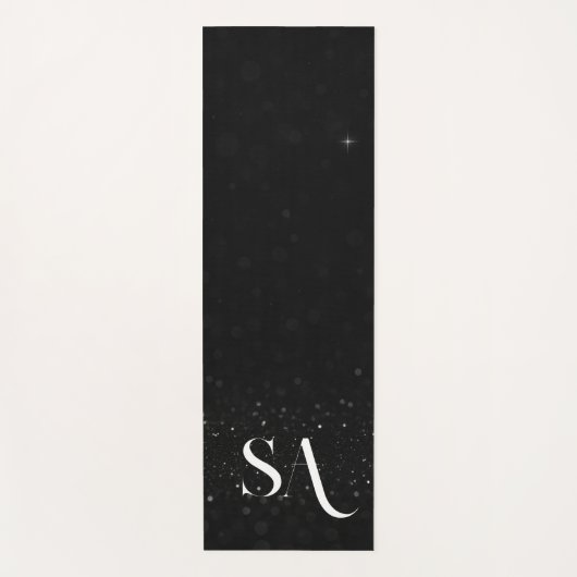 Zwarte Glitter Yoga Mat met Aangepaste Initialen (Voorkant)