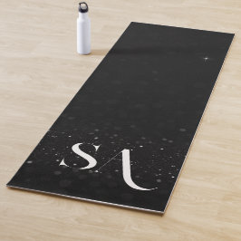 Zwarte Glitter Yoga Mat met Aangepaste Initialen