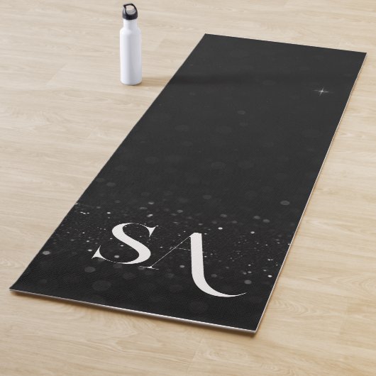 Zwarte Glitter Yoga Mat met Aangepaste Initialen (In situ)