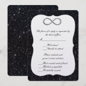 Zwarte Glitter Zilver Infinity Responsekaart Kaart (Voorkant / Achterkant)