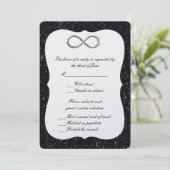 Zwarte Glitter Zilver Infinity Responsekaart Kaart (Staand voorkant)