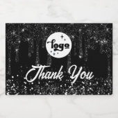 zwarte glitterdruppels bedankt sparkling wijnetiket (Enkel label)