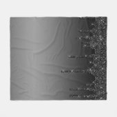 Zwarte Glitterdruppels Fleece Deken (Voorkant (Horizontaal))