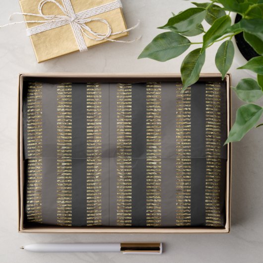 Zwarte Glitterige Gouden Strepen Tissuepapier (Geschenk)