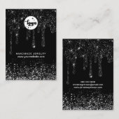 zwarte glitterkaart met druppelaar visitekaartje (Voorkant / Achterkant)