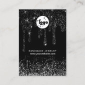 zwarte glitterkaart met druppelaar visitekaartje (Voorkant)