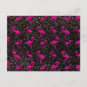 Zwarte glitterroze flamingo briefkaart (Voorkant)