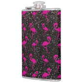 Zwarte glitterroze flamingo heupfles (Links)