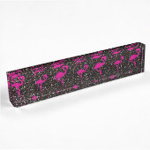 Zwarte glitterroze flamingo naambordje