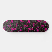 Zwarte glitterroze flamingo skateboard (Horizontaal)