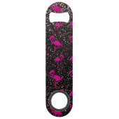 Zwarte glitterroze flamingo speed flessenopener (Voorkant)
