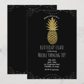 Zwarte glitters glanzende ananas feest uitnodiging (Voorkant / Achterkant)
