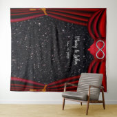 Zwarte Glitters Zilver Oneindigheid Rode Gordijn A Wandkleed (In Situ (horizontaal))