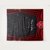 Zwarte Glitters Zilver Oneindigheid Rode Gordijn A Wandkleed (Voorkant (horizontaal))