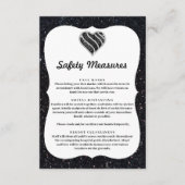 Zwarte Glitters Zwart & Wit Hart Veiligheidsmaatre Informatiekaartje (Voorkant)