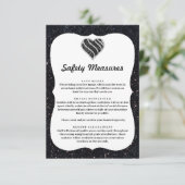 Zwarte Glitters Zwart & Witte Hart Veiligheidsmaat Informatiekaartje (Staand voorkant)