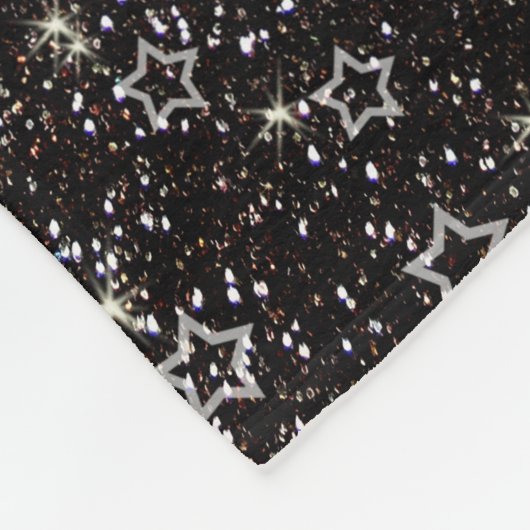 Zwarte glittersterren fleece deken (Hoek)