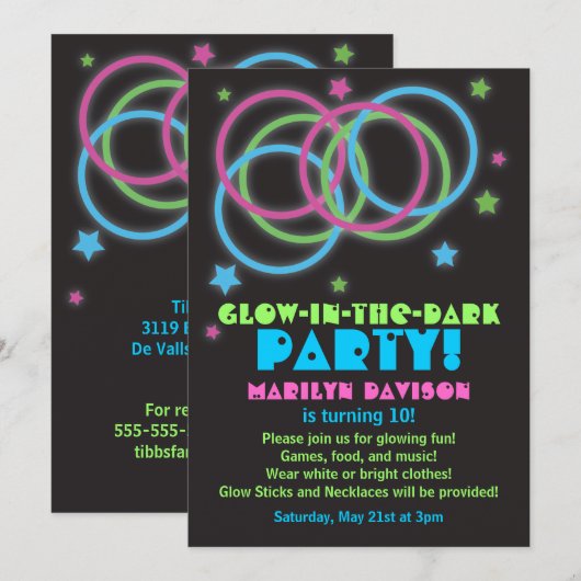 Zwarte gloed in de uitnodigingen van de Dark Rings (Voorkant / Achterkant)