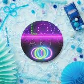 Zwarte gloed Neon Lights Birthday Party Papieren Bordje (Feest)