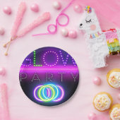 Zwarte gloed Neon Lights Birthday Party Papieren Bordje (Feest)