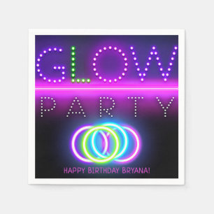 Zwarte gloed Neon Lights Birthday Party Servetten