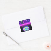Zwarte gloed Neon Lights Birthday Party Vierkante Sticker (Envelop)