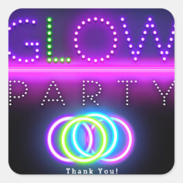 Zwarte Glow Feest Neon Lichtjes Verjaardagsfeest Vierkante Sticker