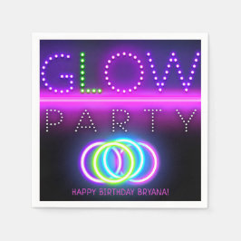 Zwarte Glow-feest Neonlichten Verjaardagsfeest Servetten