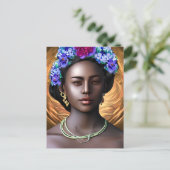 Zwarte godin | Afro-Amerikaanse vrouw AI Art Briefkaart (Staand voorkant)