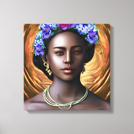 Zwarte godin | Afro-Amerikaanse vrouw AI Art Canvas Afdruk