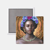 Zwarte godin | Afro-Amerikaanse vrouw AI Art Magneet (Voorkant / Achterkant)