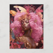Zwarte godin in roze en goud briefkaart (Voorkant)
