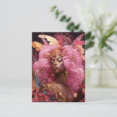 Zwarte godin in roze en goud briefkaart (Staand voorkant)