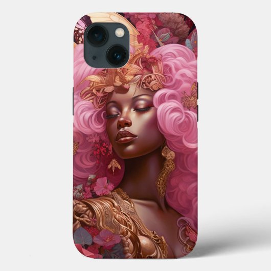 Zwarte godin in roze en goud Case-Mate iPhone case (Achterkant)
