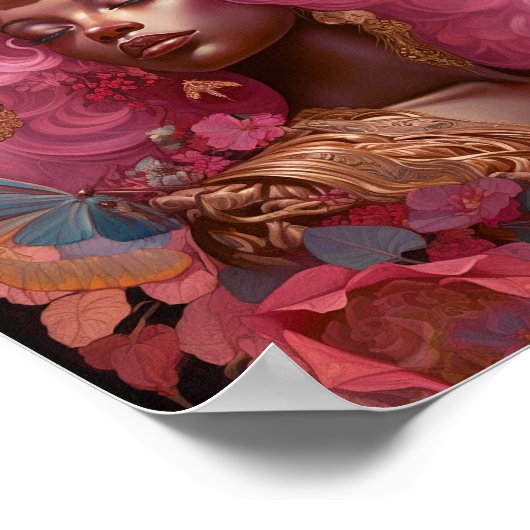 Zwarte godin in roze en goud poster (Hoek)