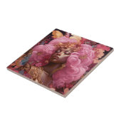 Zwarte godin in roze en goud tegeltje (Zijkant)