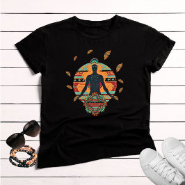 Zwarte Godin Vlinder Mandala Bohemian T-shirt