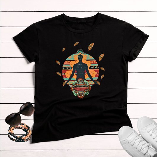 Zwarte Godin Vlinder Mandala Bohemian T-shirt