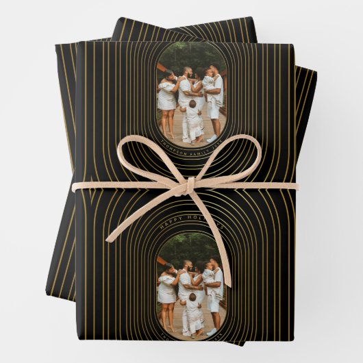 Zwarte Gold Aangepaste fotoserie Kerstmis Inpakpapier Vel (In situ)