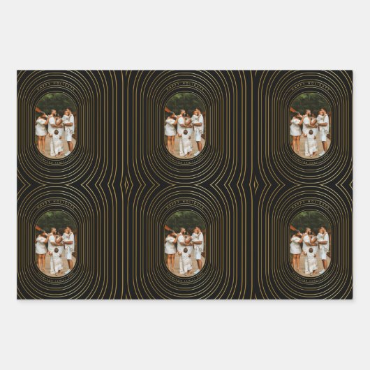 Zwarte Gold Aangepaste fotoserie Kerstmis Inpakpapier Vel (Voorkant)