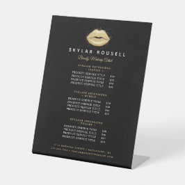 Zwarte & Gold Beauty Lips Luxe-serviceprijzen Reclamebord Met Voetstuk